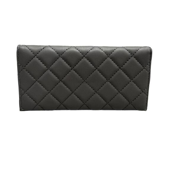 NWT! Badgley Mischka Grey Quilted Card Holder Wallet - Picture 4 of 6